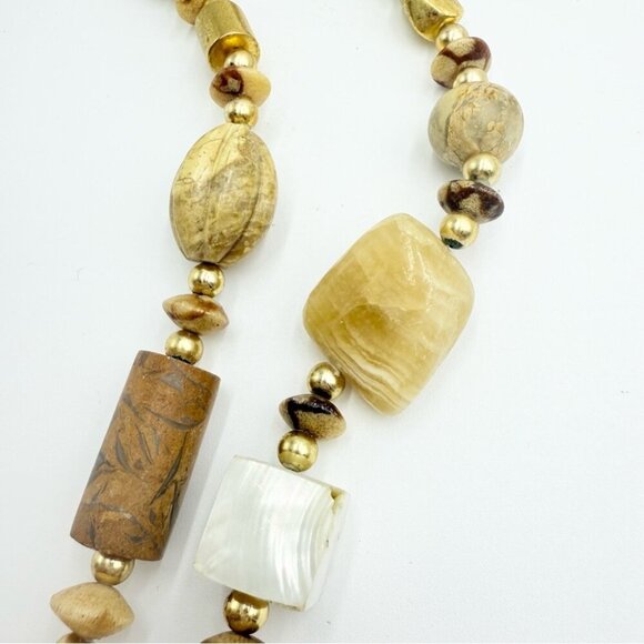 Himalayan Nepalese Indo Tibetan Chunky Beads MOP Agate Necklace - Picture 10 of 10